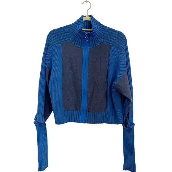 Daily Practice Blue Two Tone Crop Jacket Sz S - Picture 2 of 15